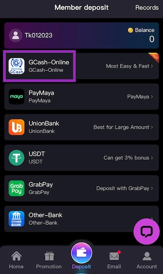 Select GCash.