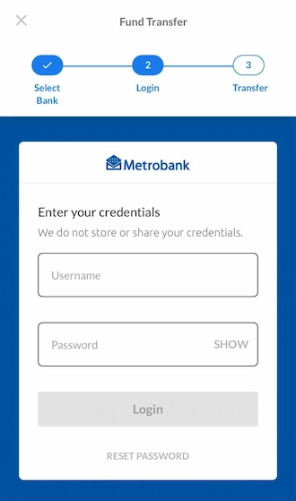Login to bank account and payment